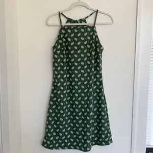 VTG Handmade Womens 60s Paisley Twee Forest Green Dress Sz MD Boho Goblincore